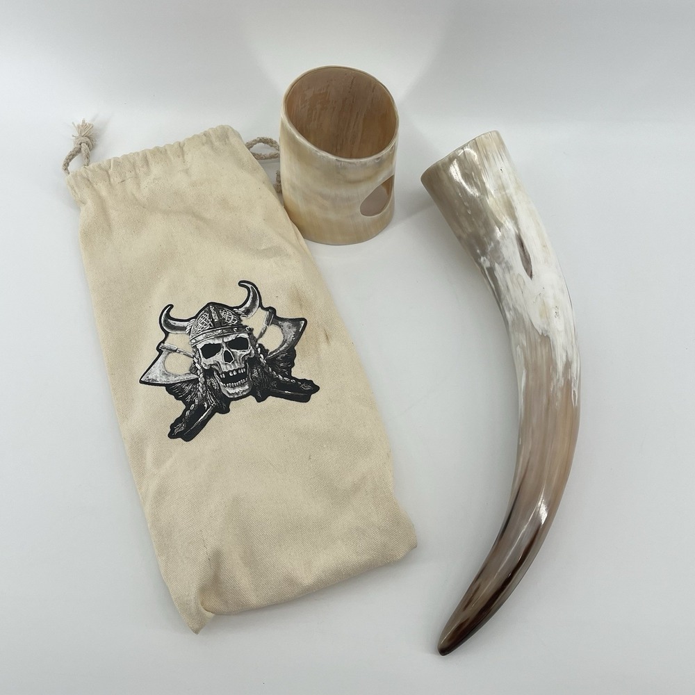 Viking Drinking Horn with Stand plastic cosplay with carrying bag